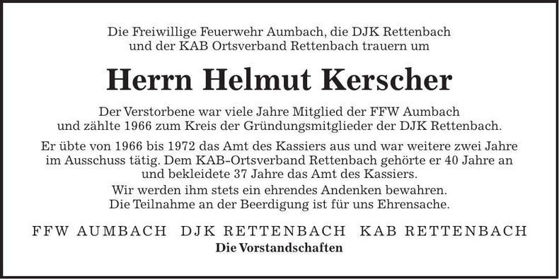 Traueranzeige Helmut Kerscher