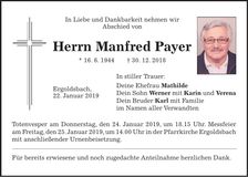Traueranzeige Manfred Payer