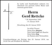 Traueranzeige Gerd Rettcke
