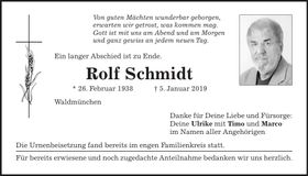 Traueranzeige Rolf Schmidt