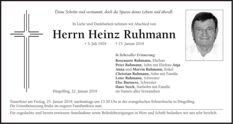 Traueranzeige Heinz Ruhmann