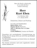 Traueranzeige Kurt Eben