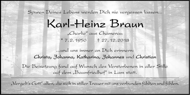 Traueranzeige Karl-Heinz Braun