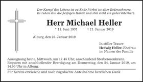 Traueranzeige Michael Heller