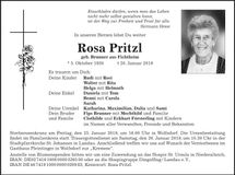 Traueranzeige Rosa Pritzl