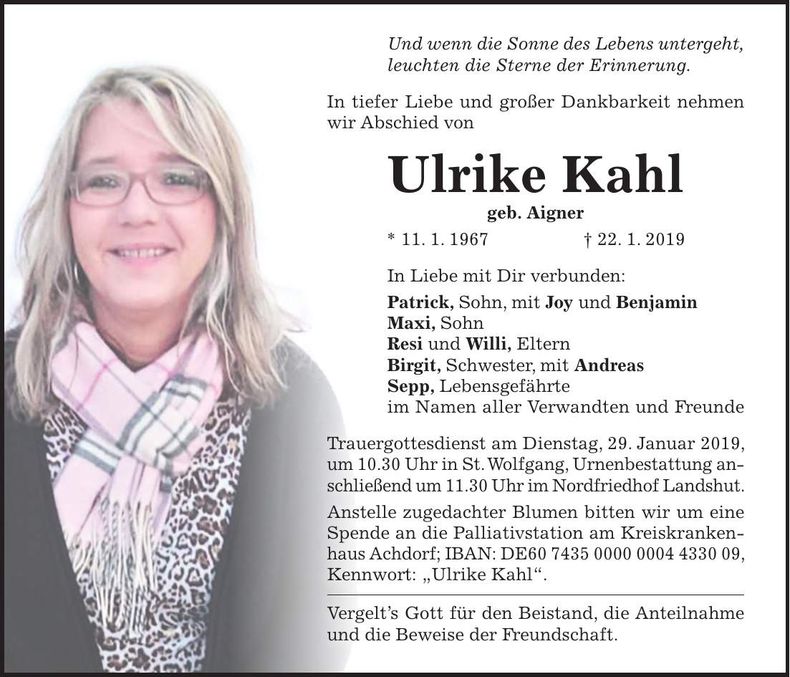 Traueranzeige Ulrike Kahl