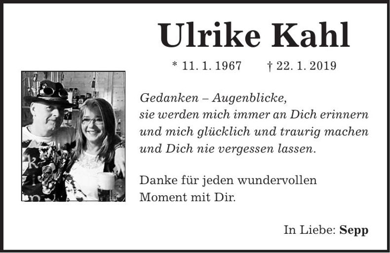 Traueranzeige Ulrike Kahl