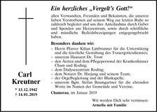 Traueranzeige Carl Kreutner