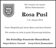 Traueranzeige Rosa Pusl