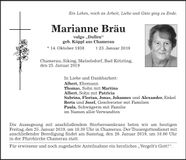 Traueranzeige Marianne Bräu