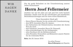 Traueranzeige Josef Fellermeier