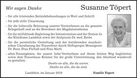 Traueranzeige Susanne Töpert