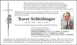 Traueranzeige Xaver Schleibinger