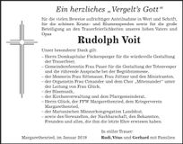Traueranzeige Rudolph Voit