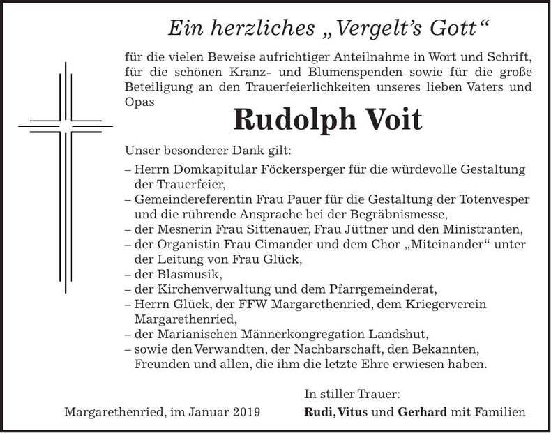 Traueranzeige Rudolph Voit