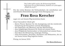 Traueranzeige Rosa Kerscher