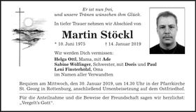 Traueranzeige Martin Stöckl