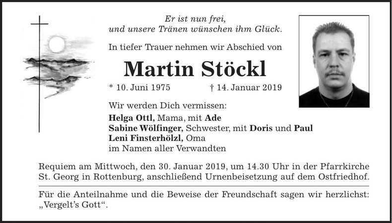 Traueranzeige Martin Stöckl
