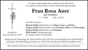 Traueranzeige Rosa Auer