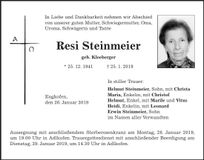 Traueranzeige Resi Steinmeier