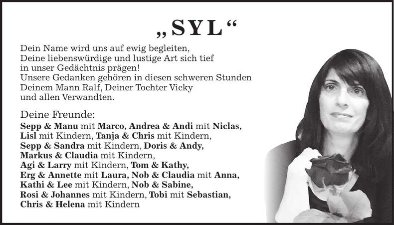 Traueranzeige Sylvia Bauer