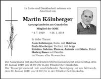 Traueranzeige Martin Kölnberger