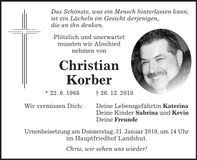 Traueranzeige Christian Korber