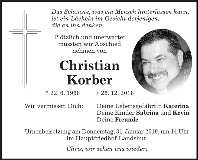 Traueranzeige Christian Korber