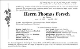 Traueranzeige Thomas Fersch