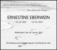 Traueranzeige Ernestine Eberwein
