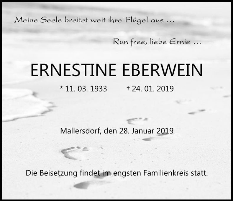 Traueranzeige Ernestine Eberwein