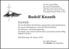 Traueranzeige Rudolf Knauth