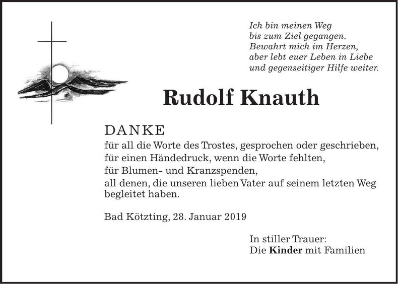 Traueranzeige Rudolf Knauth