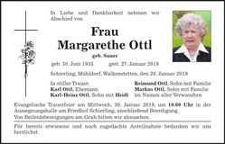 Traueranzeige Margarethe Ottl