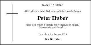 Traueranzeige Peter Huber