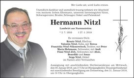 Traueranzeige Hermann Nitzl