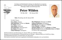 Traueranzeige Peter Wilden