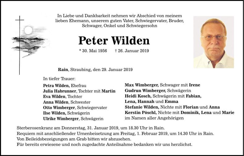 Traueranzeige Peter Wilden