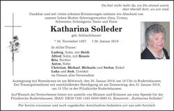 Traueranzeige Katharina Solleder