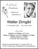 Traueranzeige Walter Zirngibl