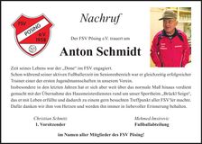 Traueranzeige Anton Schmidt