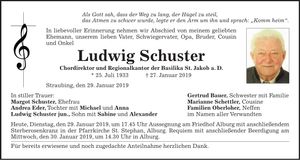 Traueranzeige Ludwig Schuster
