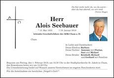 Traueranzeige Alois Seebauer