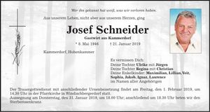 Traueranzeige Josef Schneider