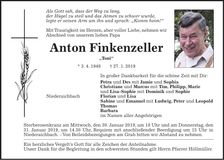 Traueranzeige Anton Finkenzeller