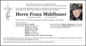 Traueranzeige Franz Mühlbauer