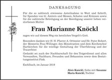 Traueranzeige Marianne Knöckl