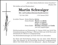 Traueranzeige Martin Schwaiger