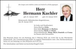 Traueranzeige Hermann Kuchler