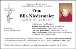 Traueranzeige Ella Niedermaier